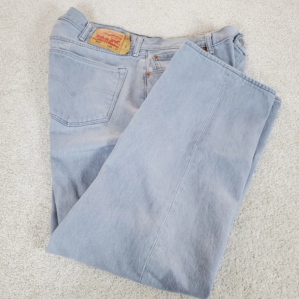 LEVIS‎ 501 Men's 42X32 ACTUAL MEASURE 39X29.5 Gray Jeans Straight Button Fly Y2K